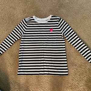 LOFT Black and White Striped Long Sleeve Tee